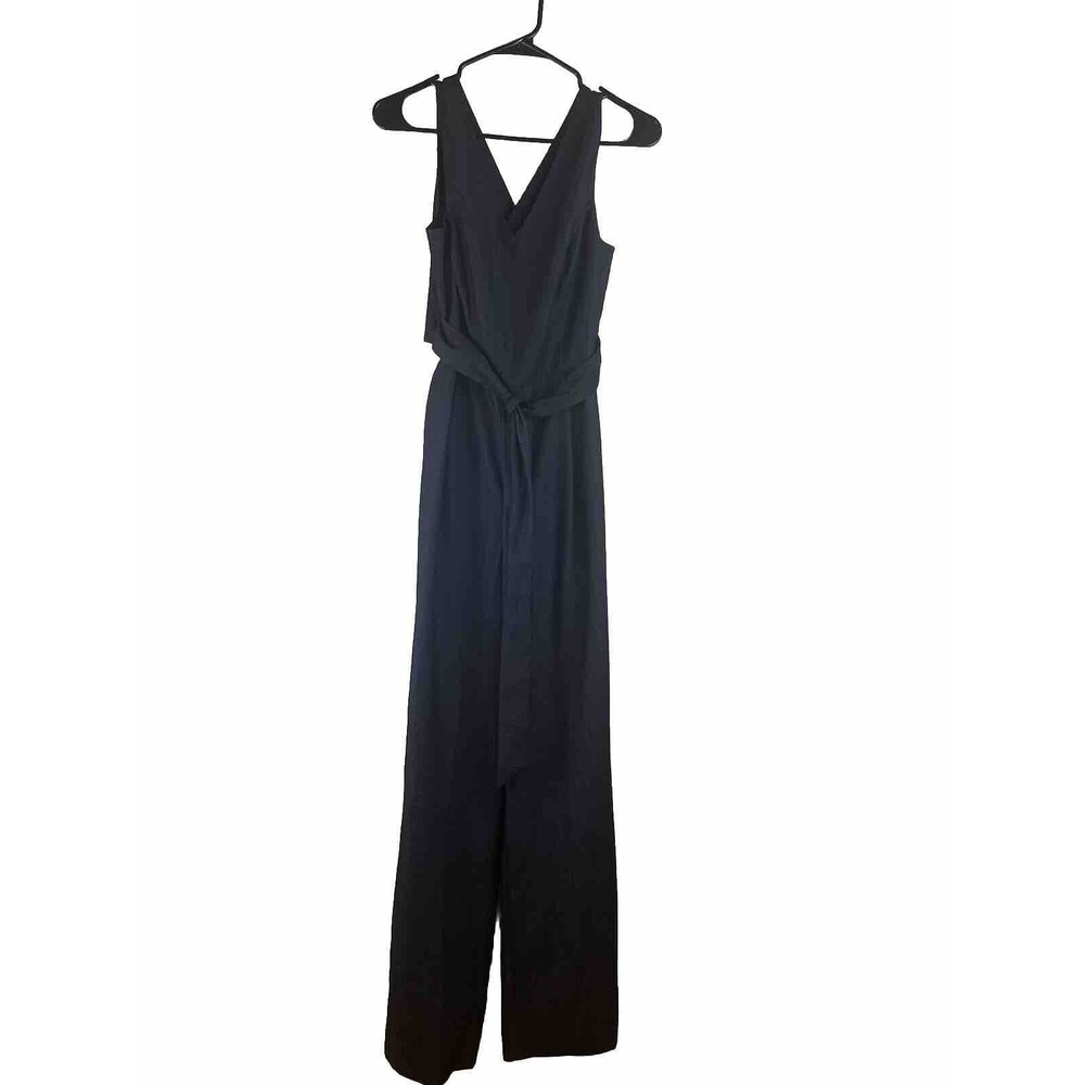 Black Calvin Klein One Piece Pant Suit Jumpsuit Belted & Sleeveless Size 8